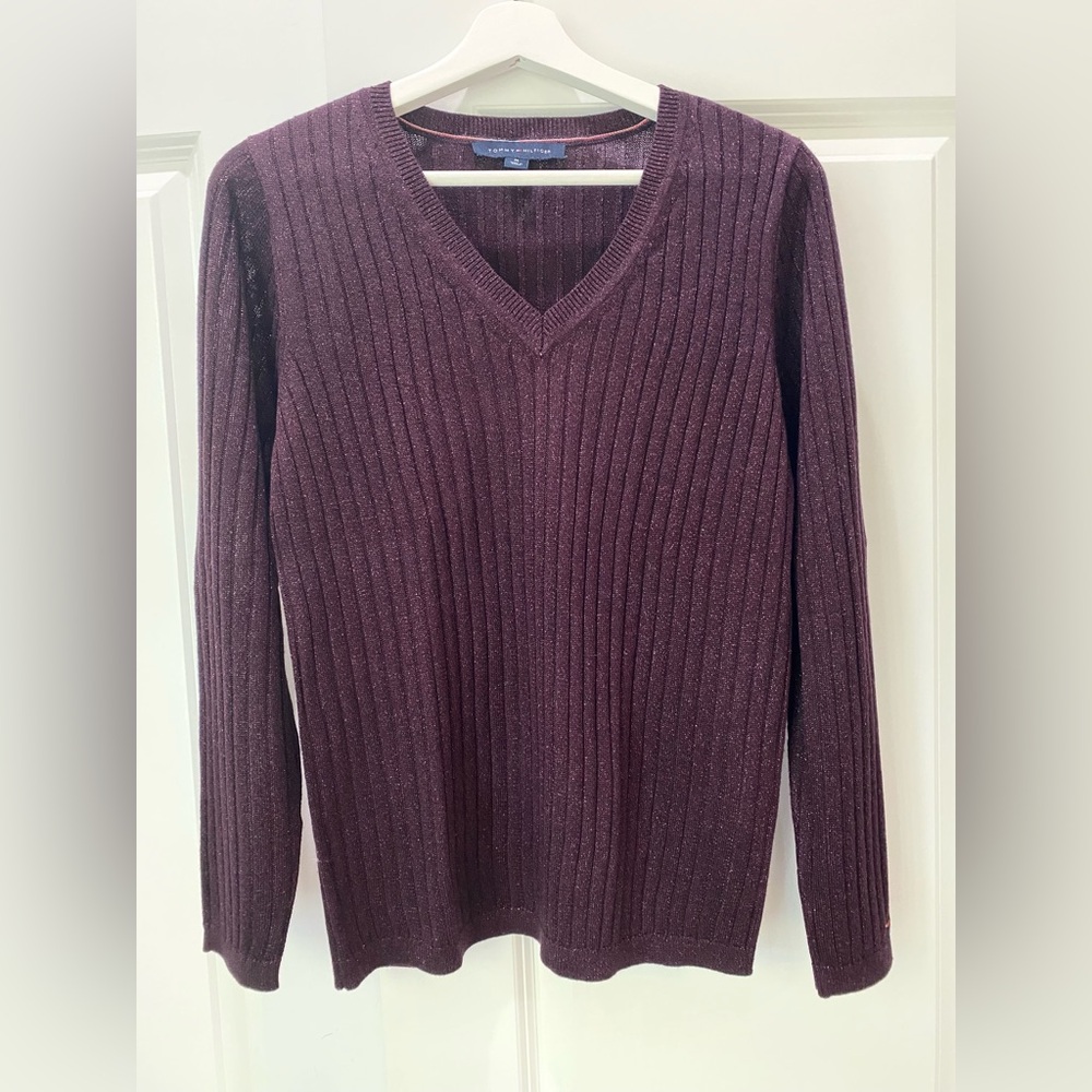 Warm plum/wine sweater - metallic- M
